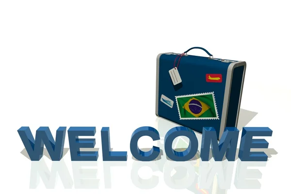 Bienvenido a Brasil maleta de viaje — Foto de Stock
