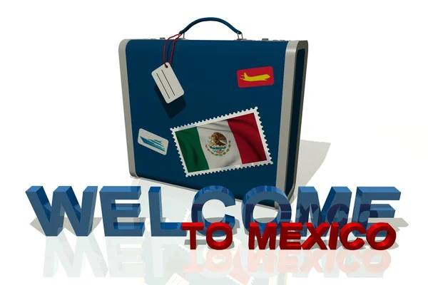 Bem-vindo ao México mala de viagem — Fotografia de Stock