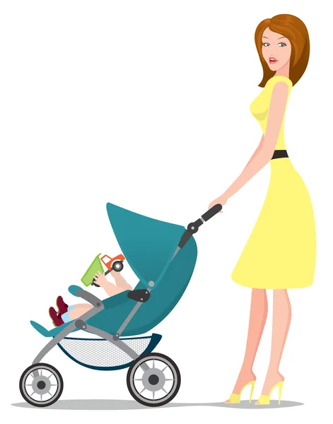 Chica con un bebé — Archivo Imágenes Vectoriales