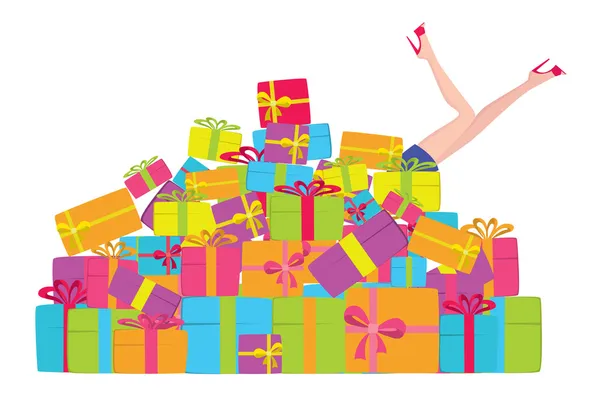 Fille et cadeaux — Image vectorielle