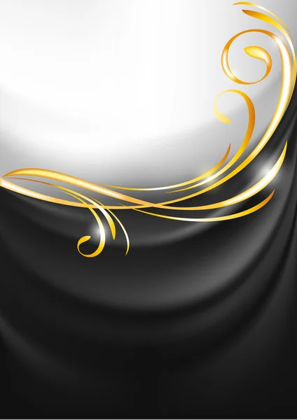 Темно-сіра тканинна завіса, золотий віньєтка — стоковий вектор
