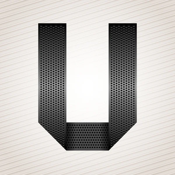 Ruban métal lettre - U — Image vectorielle