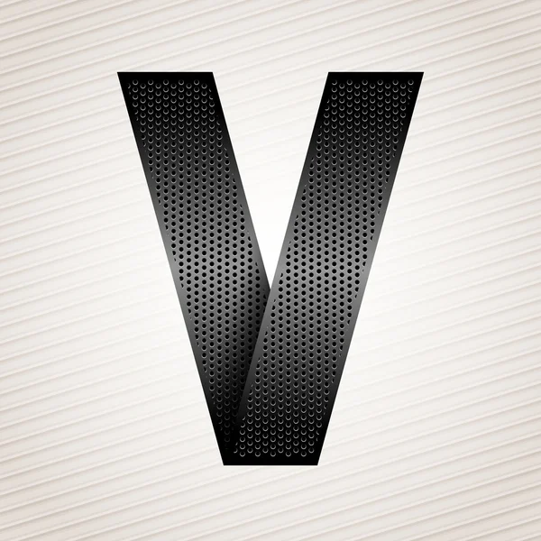 Lettera nastro metallico - V — Vettoriale Stock