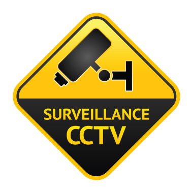 CCTV sign, video surveillance label clipart