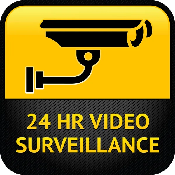 Signo de video vigilancia, etiqueta de cctv — Vector de stock