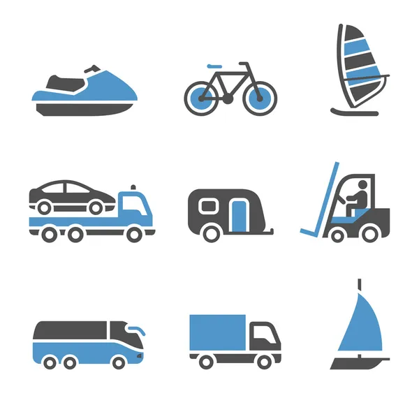 Icone del trasporto - Una serie di terzi — Vettoriale Stock