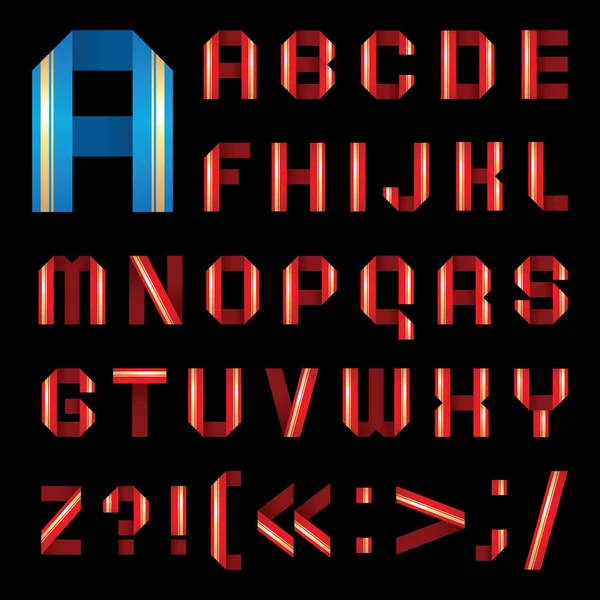 Fonte ABC à partir de ruban de papier coloré - lettres fixes — Image vectorielle