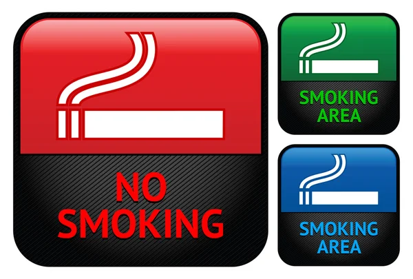 Labels set - No smoking area stickers — Stock Vector