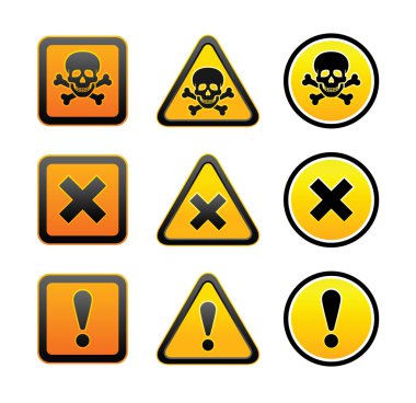 Hazard warning symbols, set clipart