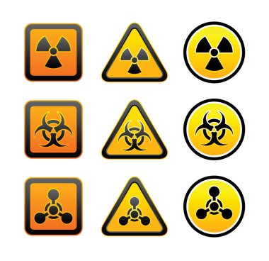 Set hazard warning radiation symbols clipart