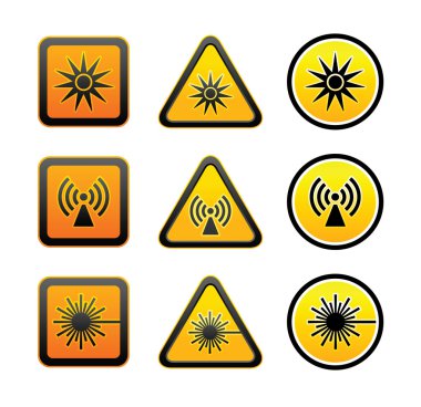 Set hazard warning symbols clipart