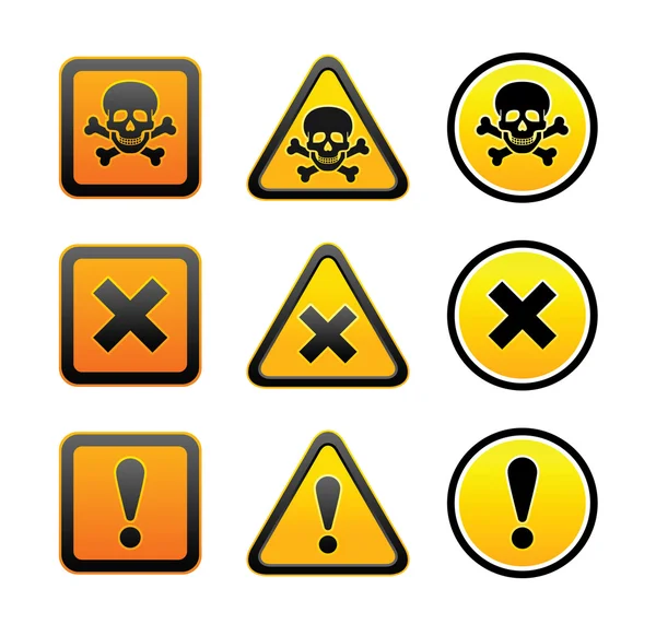 Símbolos de advertencia de peligro, establecidos — Archivo Imágenes Vectoriales