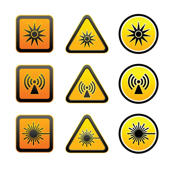 Set hazard warning symbols — Stock Vector