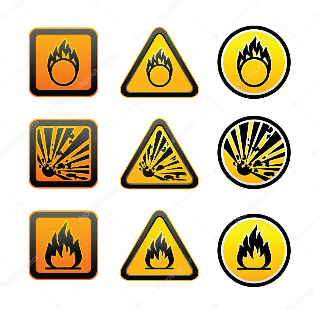 Hazard warning symbols set
