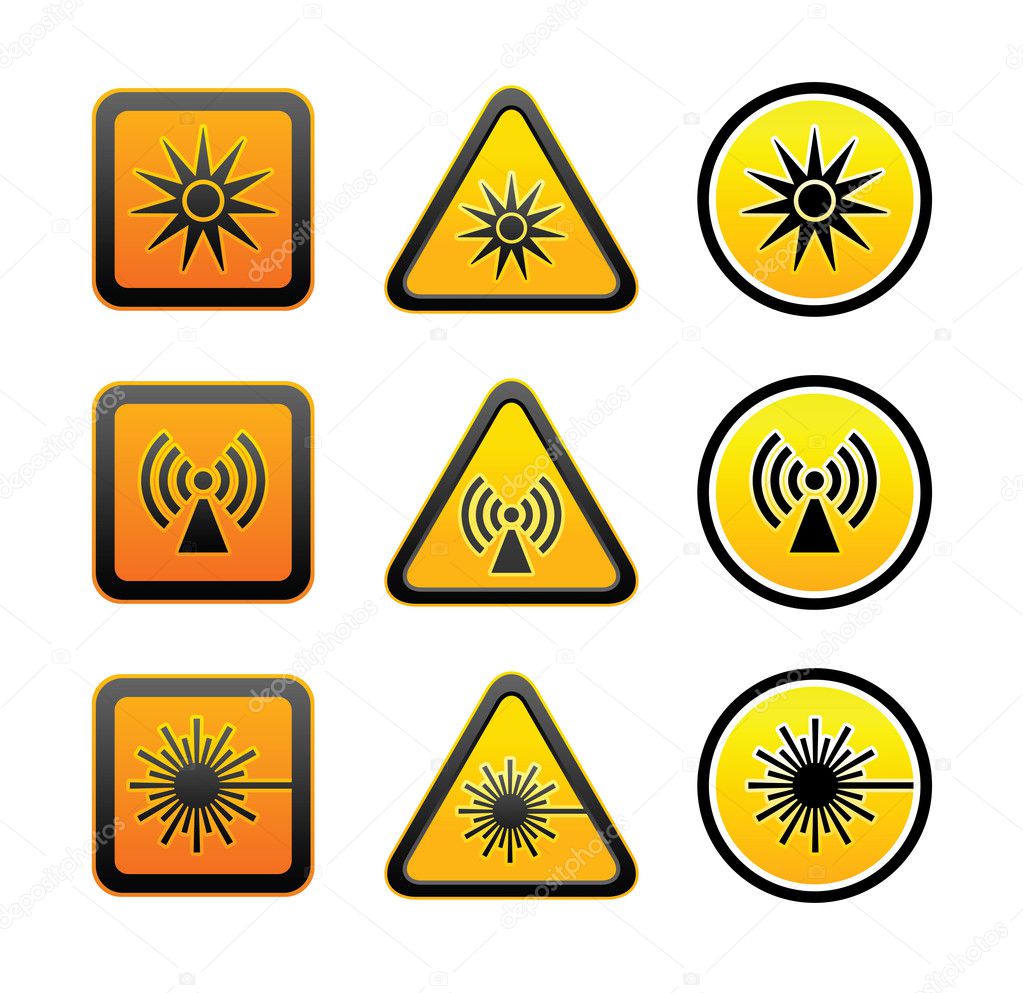Set hazard warning symbols