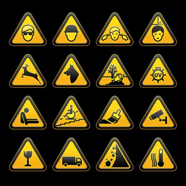 Warning symbols Safety signs set clipart