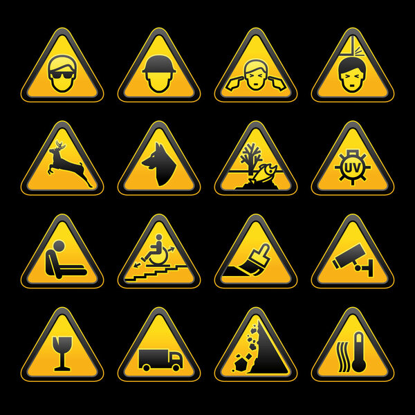 Warning symbols Safety signs set