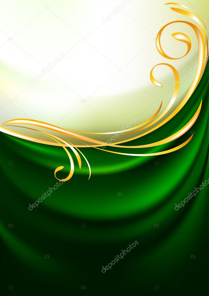 Green fabric curtain, background