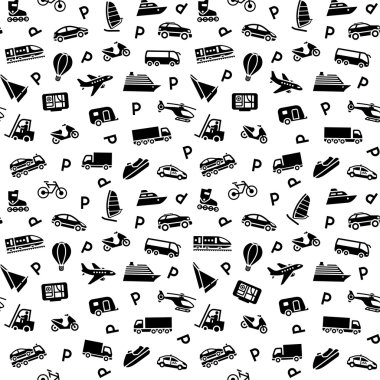 Seamless background, transport icons, wallpaper clipart