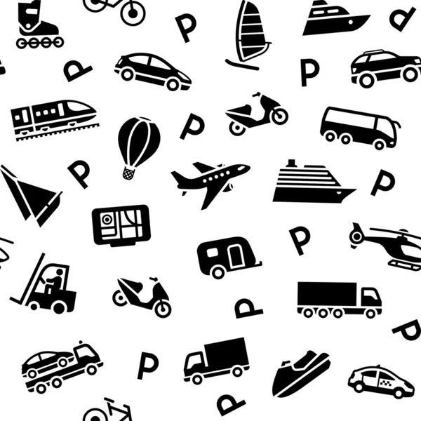 Iconos de transporte de fondo sin fisuras — Vector de stock