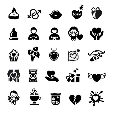 Set valentine's day icons, love romantic sign clipart