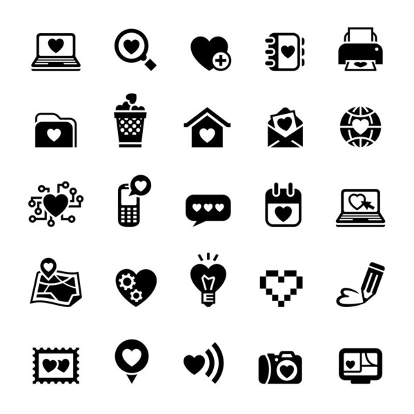 Set valentine's day icons, love on the Internet