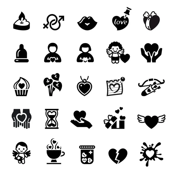 Set icônes Saint-Valentin, l'amour signe romantique — Image vectorielle