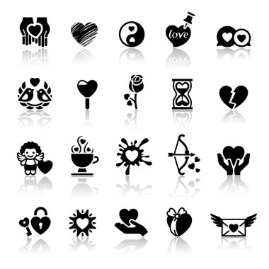 Set valentine's day icons, love romantic symbols clipart