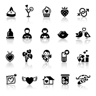 Set valentine's day icons, love romantic sign clipart