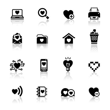 Set valentine's day icons, love on the Internet symbols clipart