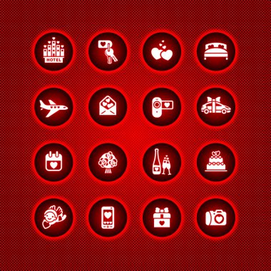 Set valentine's day icons, romantic travel clipart