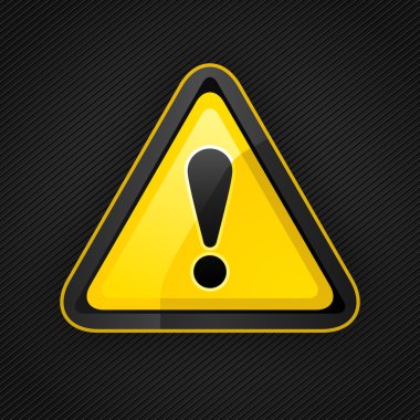 Hazard warning attention sign on a metal surface. 10 eps clipart