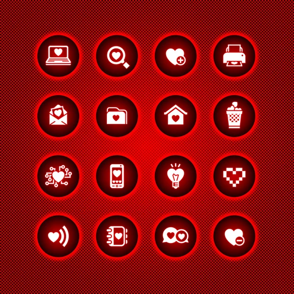 Set icônes Saint-Valentin, l'amour sur les symboles Internet, 10eps — Image vectorielle