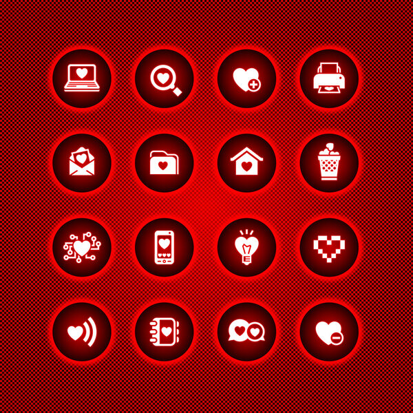 Set valentine's day icons, love on the Internet symbols, 10eps