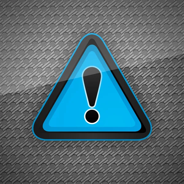 Hazard warning attention symbol on a dark gray metal surface, 10eps — Stock Vector