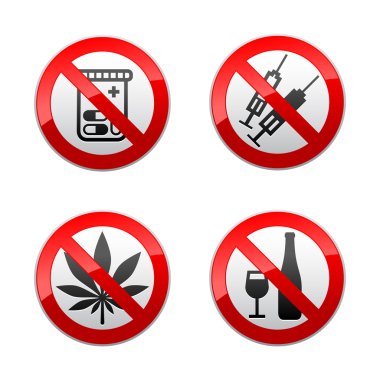 Set prohibited signs - drugs clipart