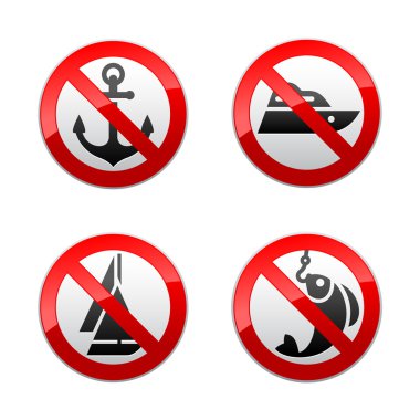 Set prohibited signs - fishing clipart