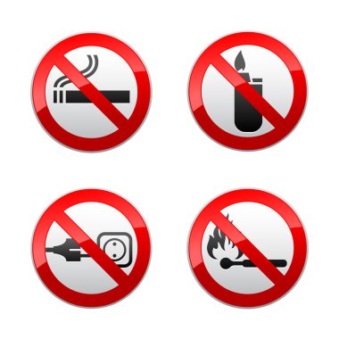 Set prohibited signs - flames clipart