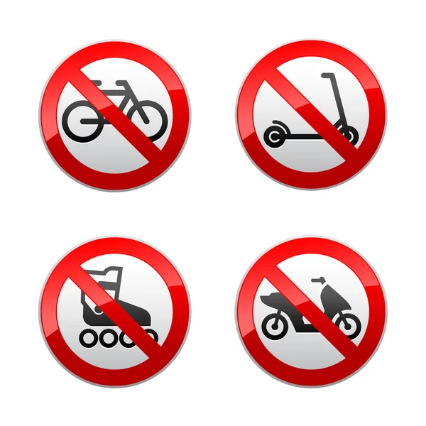 Set prohibited signs - active sports — Stock Vector