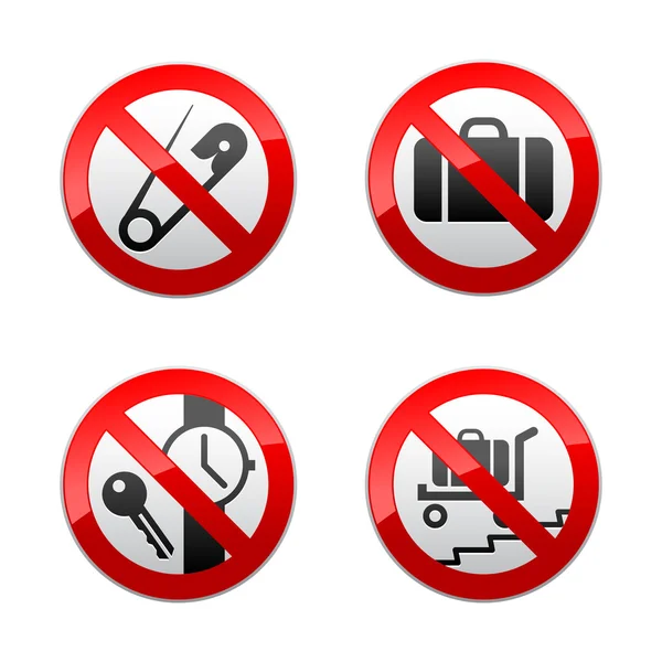 Set prohibited signs - airport — Stock Vector