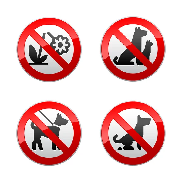 Set prohibited signs - animals — Stock Vector