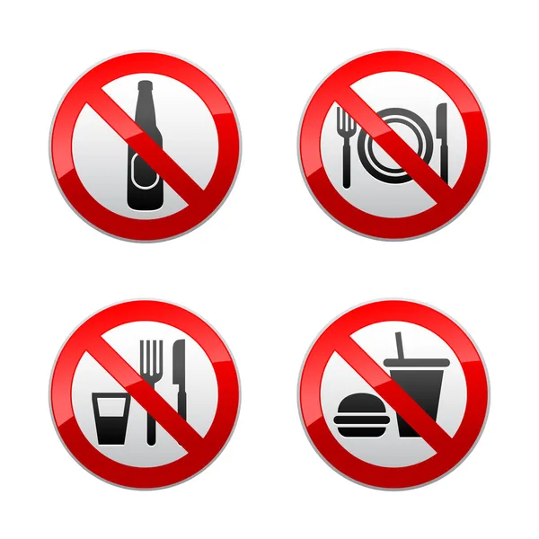 Establecer carteles prohibidos - cafetería — Archivo Imágenes Vectoriales