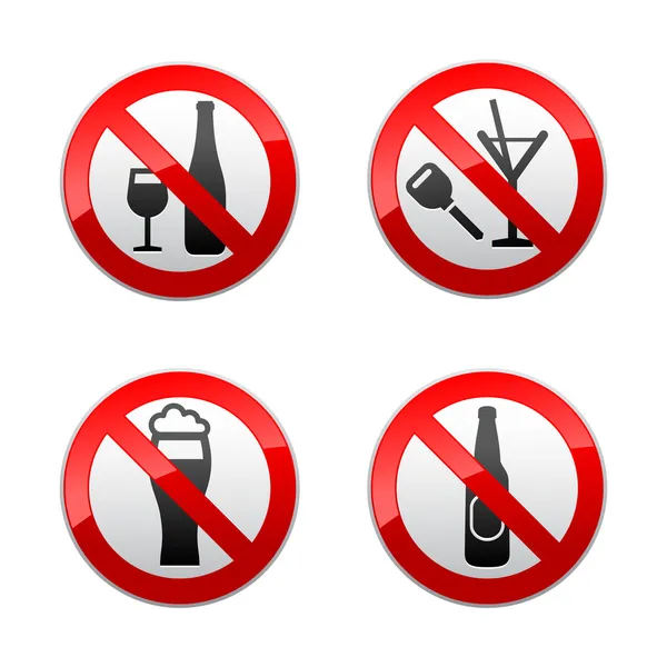 Yasak işaretleri ayarla - içecekler yapma — Stok Vektör