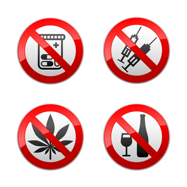 Verbotene Zeichen setzen - Drogen — Stockvektor