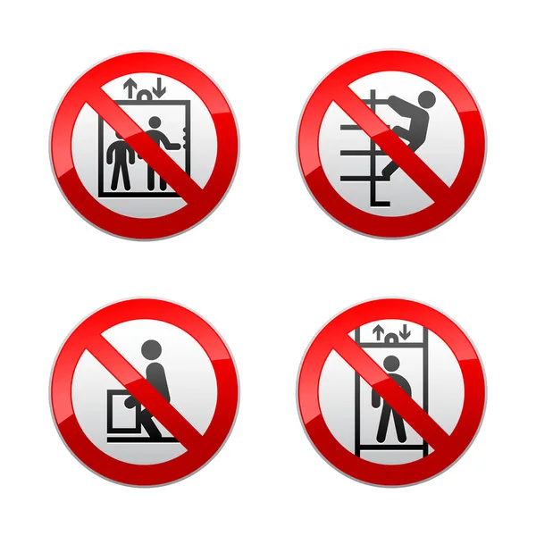 Set prohibited signs - elevator — Stock Vector