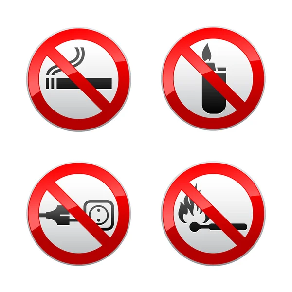 Set prohibited signs - flames — Stock Vector