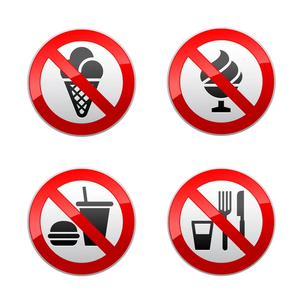 Набір заборонених знаків - продукти харчування — стоковий вектор