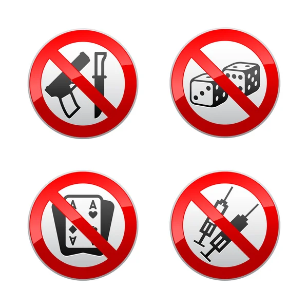 Set prohibited signs - gaming — Stock Vector