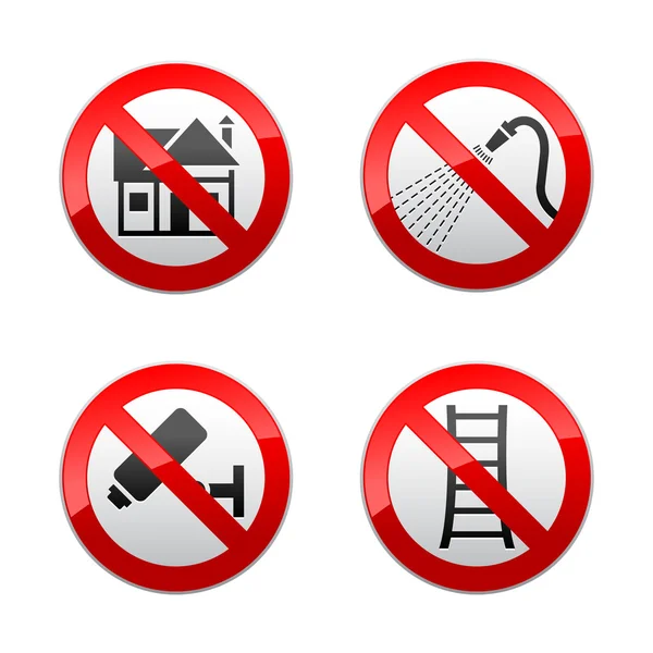 Set prohibited signs - home — Stock Vector
