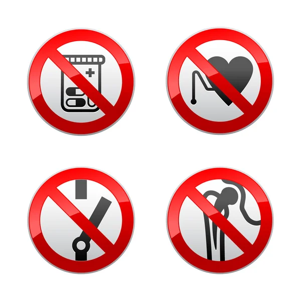 Set prohibited signs - medicine — Stock Vector